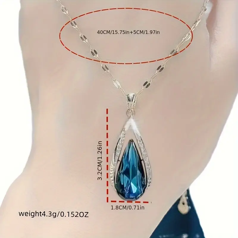 1pc Exquisite And Stylish Faux Crystal Pendant Necklace, Perfect As A Gift For Birthdays Or Any Special Occasion