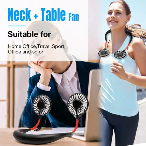 Neck Fan Adjustment Fan Hands-free Hanging Rechargeable Mini Sports Fans 3 Gears Wearable Sport Fan